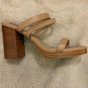 Madden Girl Nude Block Heel Sandals | Size 8.5 | Gently Worn